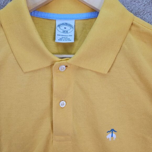 Brooks Brothers 1818 Performance Polo Slim Fit Yellow Short Sleeve Men's Size M - Picture 6 of 10